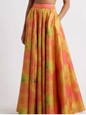 Sani Zaina Choli Dupatta Yellow Tie-Dye A-Line Maxi Skirt